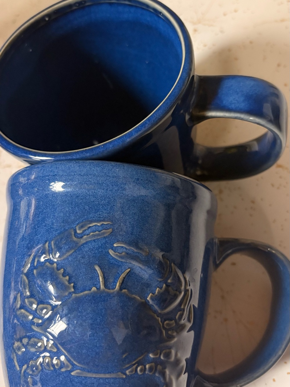 Lot 2 Blue Crab large Mugs Cups Ceramic set new nice! - Picture 3 of 7